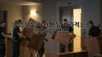 안성 원룸 이사, 용달 효과적으로 활용하는 방법